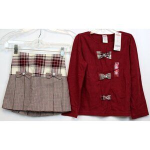 2pc NEW 2006 Gymboree Family Portrait Outfit sz 6 Hounds tooth Bow Plaid Pleat